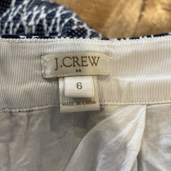 J Crew Skirt Size 6 Blue White Geo Patterned A-Line Pleated Rear Zip Jacquard - Picture 6 of 10